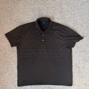 Men's Express Brown Polo Shirt with stripes